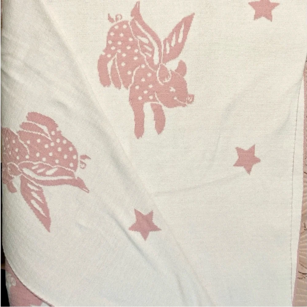 Cath Kidston Flying Pigs Cherub Throw Blanket Pink 125x150 Rare UK